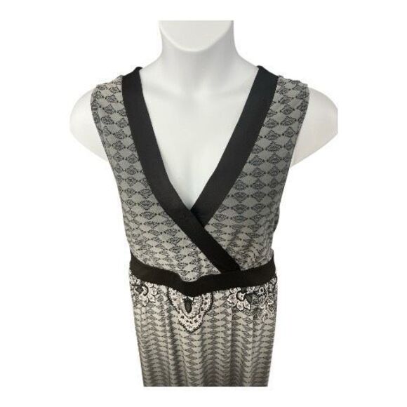 NY Collection Woman Black Grey Sleeveless Empire-Waist Maxi Dress Plus Size 2X - Picture 3 of 12